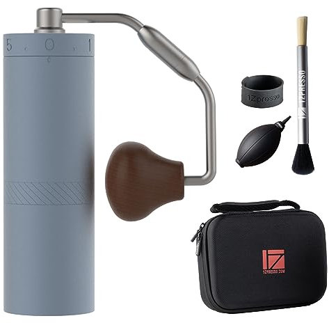 1Zpresso X-Ultra Manual Coffee Grinder-Pacific Blue, Well-Built Sturdy Metal Body, Assembly Stainless Steel Burr, Numerical External Setting, Magnet Catch Cup, Faster Grind Efficiency Portable Mill