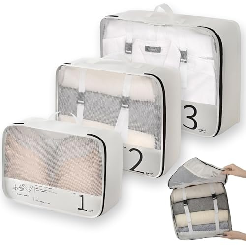 3 stycken packkuber ryggsäck för resväskor, resväskearrangör-set, packväskor för resväskor med nätventilation, bagagearrangör packkuber ryggsäck för ordning och resor (a)