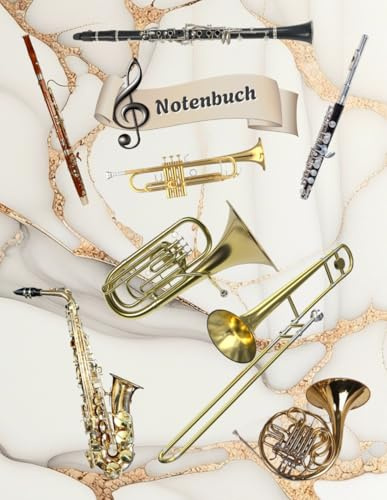 Notenheft Trompete DIN A4 Notenbuch Posaune Musikunterricht Waldhorn Notenlinienheft Große Lineatur Blasinstrumente Anfänger Kornett Querflöte ... Notensysteme Bariton Musiker Fagotte 02B08