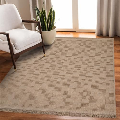 Rugium Natura 6664 - Alfombra de yute natural, estilo bohemio, moderna, rectangular, estilo bohemio, para salón, cocina, dormitorio, Natura 6664 (120 x 180 cm)