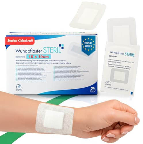 MedTreu Wundpflaster steril 10x10 cm – 30 Stück einzeln verpackt | Selbstklebender Wundverband mit saugfähigem Pad | Pflaster für empfindliche Haut, atmungsaktiv &wundauflage (10x10cm)