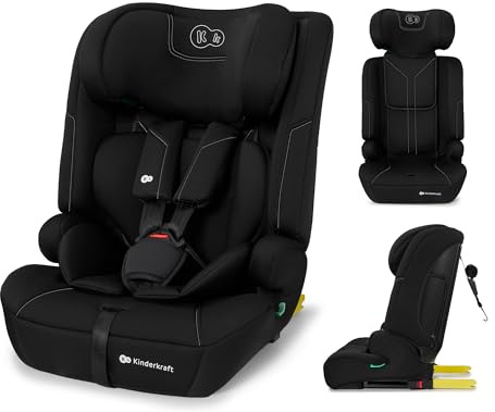 Kinderkraft Safety FIX 3 PRO I-Size 76-150 cm Car Seat, 15 Months - 12 Years, Booster Child Seat, Isofix, Adjustable Headrest, Group 1-2-3, TOP Tether, 5-Point Safety Harness, Modular Insert, Black