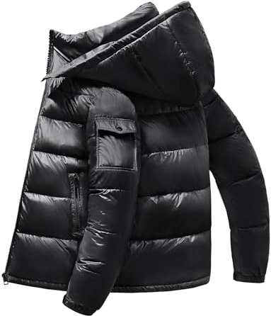 Voqeen Plumiferos Hombre Repelente Al Agua Ligero Chaqueta Plumas Capucha Desmontable Abrigo Acolchado Casual Invierno Chaqueta Termica Aislante Para El Uso Diario
