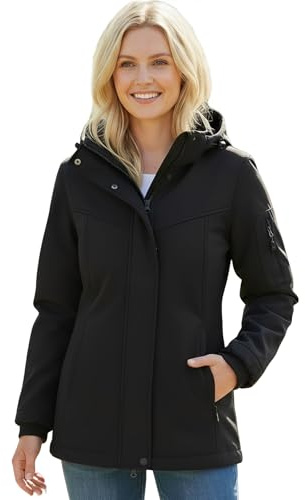 chiguomaoyi Vestes imperméables femmes Imperméable à capuche Veste softshell Manteau fonctionnel décontracté pour l'extérieur (Noir,L)