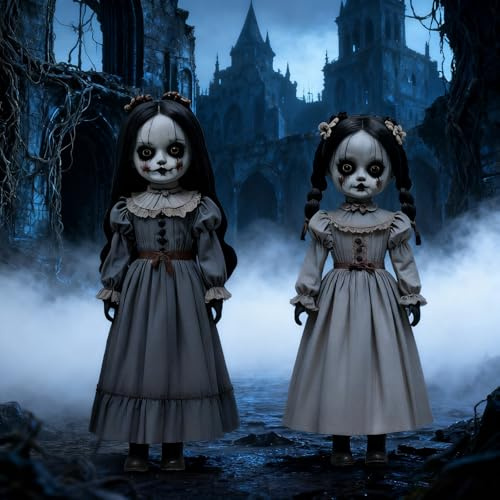2 pezzi bambola spaventosa per ragazze 2D veranda segno horror, decorazione halloween per inserire grandi oggetti di scena, decorazione, bambola di cortile, fantasma