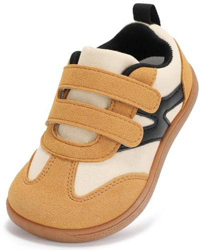 STQ KIDS Chaussures Barefoot Enfant Zero Drop Largeur Extra Souples Bébé Premiers Pas Basket Antidérapant Garçon Fille Beige Marron Taille 21 EU/T5