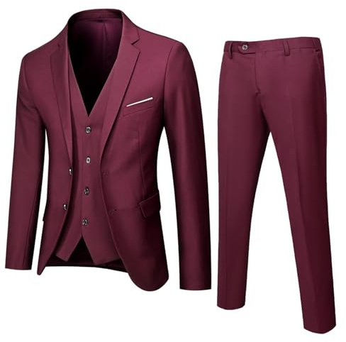 Traje de vestir de 3 piezas para hombre, conjunto de blazer de dos botones, chaleco y pantalones para boda, fiesta, negocios