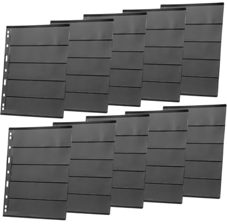 MAJORMENCH Loseblatt Briefmarkenalbum Stempelaufbewahrung 10 Blatt Schwarzer Ordner Sammelmappe für Karten Banknoten und Fotos Wiederverwendbar Transparent für Sammler
