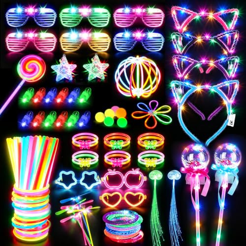 deAO 161pcs Barras Luminosas Fiesta Infantiles con 100 Conectores