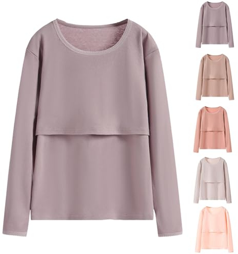 Amningstoppar långärmad för kvinnor varma underkläder kläder dubbla lager moderskap t-shirt postpartum skjorta moderskap topp