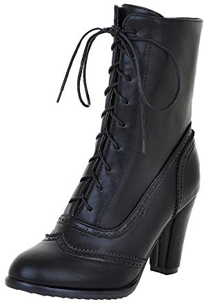 Susenstone Bottes Cuissardes à Lacets Court Femme Chaud Hiver Ankle Chaussures CompenséEs en PU Cuir Chaud Bottes à Talons Talon Sexy Boots (40.5 EU(CN42), Noir)