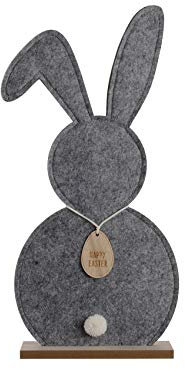 großer frühlingshafter putziger Deko-Hase Osterhase als Silhouette aus grauem Filz