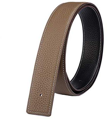 Vatee's Cinture reversibili in vera pelle per cinturino di ricambio da uomo/donna, senza fibbia, 32mm larghezza 110cm lungo Nero & Cachi