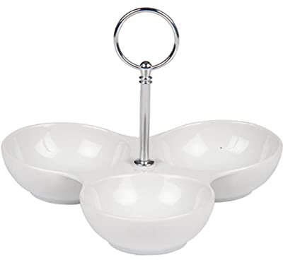 alpina Dipschalen Set 3 Behälter - Tapas Schalen für Snacks und Dips - Porzellan Snackschale - Spülmaschinenfest - 20 x 16 cm - Perfekt für Partys und Geburtstage - Weiß