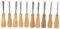 YWBL-WH Kit di Scalpelli 10 Pezzi, Set per Coltelli Intaglio, Manico in Legno ad Alta Durezza, Utensili per Lavorazione Legno
