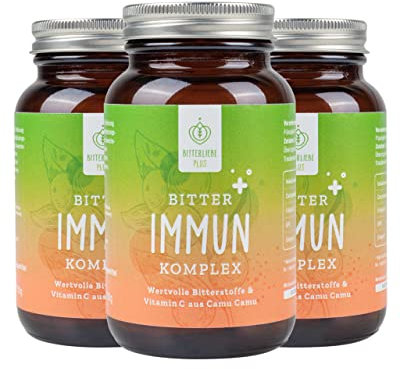 BitterLiebe® Bitter Immun Komplex (1er Set) mit natürlichem Vitamin C aus Camu Camu plus OPC Traubenkernextrakt hochdosiert I 270 vegane Kapseln mit Kurkuma, Ingwer
