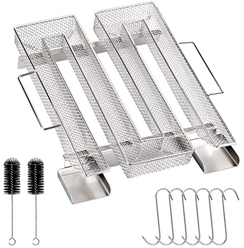 Mizikuu Générateur de fumée froide en acier inoxydable avec 6 crochets à viande + 2 brosses de nettoyage - Fumoir pour barbecues, barbecues, fumoirs à fumer réutilisables (22,5 x 21 x 4 cm)