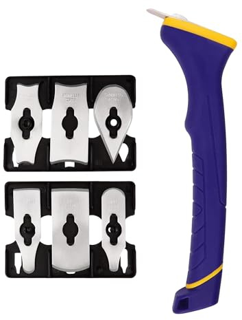 MANUFORE Grattoir Contour à Manche Souple 20cm avec 6 Lames en Acier Inoxydable de Différentes Formes，Grattoir à Peinture sur Bois pour Gratter les Contours des Meubles