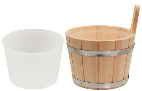 HAF® Saunakübel Nadelholz 5 Liter mit Kunststoffeinsatz | Feuchtigkeitsresistenter Aufgusseimer | Hochwertiges Sauna Zubehör | Qualität: Made in Germany