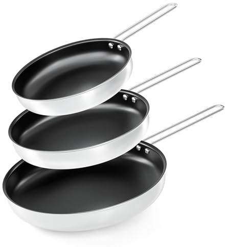 COOKNANO Bratpfannen,3-teiliges Pfannen-Set 22/26/30 cm, 4-Schicht-Edelstahl-Antihaftpfanne,Sichere Antihaftversiegelung, umweltfreundlich,Induktionsgeeignet,leichte Reinigung
