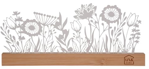 UNUS Aufsteller Deko Blumenwiese aus Bambus & Metall, Frühlingsdekoration
