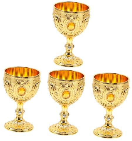 Alipis 4pcs Retro Metal Wine Cup Small Tumbler for Whiskey Cocktails Water Lightweight Portable for Parties Wedding Home Bar Decor