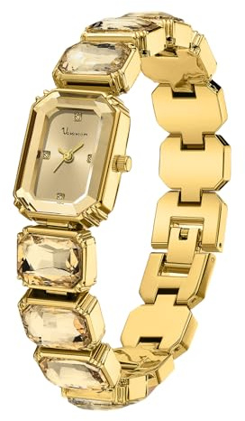 Luxus Damen Kristall Armband Uhr Elegant Rechteckig Minimalistisch Zifferblatt Diamant Armreif Band Wasserdicht Mode Zierlich Damen Quarzuhren Damen Geschenk, Gold, Luxuriös