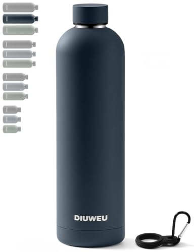 Stainless Steel Water Bottle Double Wall, Insulated Metal Water Bottle with Clip, 350ml/500ml/750ml/1L, BPA Free, 24hrs Cold & 12hrs Hot, Suitable for Sports, Camping, Hiking, Cycling, Gym, Travel