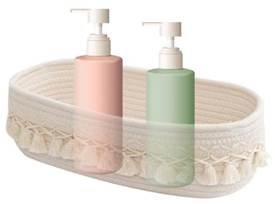 Cesto portaoggetti in corda – Cestino organizer in cotone, porta telecomando | Home Storage per vestiti, asciugamani, dispensa, scrivania, asilo , soggiorno, bagno, 33 x 15 x 10 cm