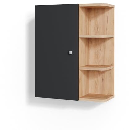 Vicco Badschrank Fynn, Badezimmermöbel, Anthrazit/Goldkraft Eiche, 47.2 x 59.2 cm
