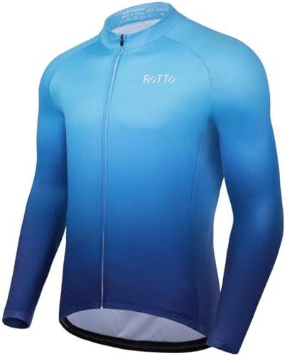 ROTTO Herren Radtrikot Fahrradtrikot Langarm Rennrad Trikot Farbverlauf Reihe