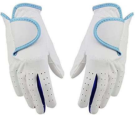 chensong 1Pair Child Golf Gloves for Kids Youth Junior Boys Girls, Microfiber Cloth Gloves for Left Hand Right Hand Golfer Golf Glove (Color : Blue, Size : Size 14)