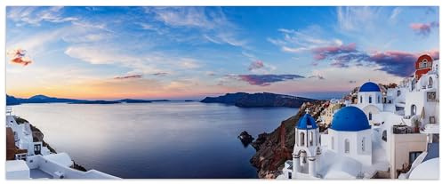 wandmotiv24 Leinwandbild Santorini, Griechenland, Meer, Küste 100x40cm (BxH) M1082