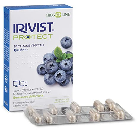 BIOS LINE Irivist Protect, Integratore Alimentare, Favorisce Il Benessere Della Vista, Fornisce Protezione Agli Occhi Affaticati, 30 Capsule Vegetali, Senza Glutine e Lattosio, Adatto ai Vegani
