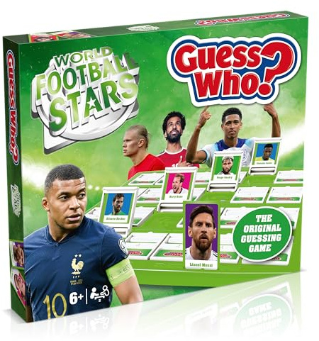Winning Moves World Football Stars Guess Who? Board Game, Play with Messi, Ronaldo, Harry Kane, Salah, 2 player game great gift for ages 6 plus