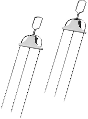 OSALADI 2pezzi Forchette Bbq Rotanti Inossidabile Per Verdure e Marshmallow Compatibili Con Spiedo Per Grigliate All Aperto e Casa