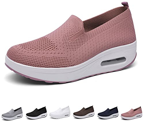 Fitsshoes - Scarpe da ginnastica ortopediche da donna, senza lacci, leggere, con cuscinetto d'aria, scarpe ortopediche da passeggio, rosa, 37 EU