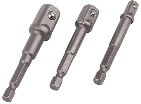 MIVOS Adapter Sechskant auf 1/4, 1/2, 3/8 Vierkant - 3 Stück Sechskant Stecknuss Adapter - Stecknussadapter - Steckschlüssel - Schraubenschlüssel Nuss Set Verbindung