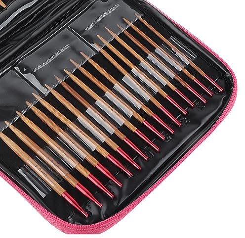 Rundstickor Av trä Nål 20×18×3 Utbytbara Förkolnade Bambustickor Set Aluminium Rundstickor Set