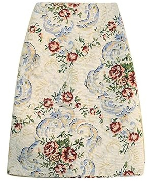 CRITOR Floral Jacquard Pencil Skirt Women's Midi Length Wrap Skirts Traditional Knee Length Ladies Bodycon Skirt