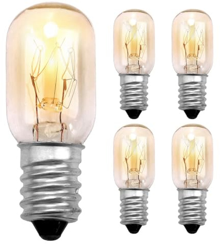 15W E14 Screw Salt Lamp Bulbs, 5Pcs 230V Mini Wax Warmer Light Bulb Warm White 2700K Tubular Bulb Small Edison Sewing Machine Light Bulb for Scentsy Plug-in Warmers Fridge Cooker Hood Micro-Wave Oven