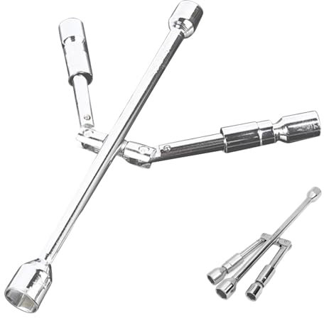 Reifenschlüssel, Radschlüssel, Reifenreparaturwerkzeug, 4-Wege-Mutterentferner, robust, vielseitig, Reifenmutterentferner für Autos, leichte LKWs