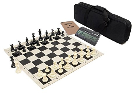 Wholesale Chess Triple Weighted Complete Tournament Chess Set with Scorebook & Chess Clock (Black)