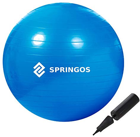 SPRINGOS Gymnastikball 85 cm mit Luftpumpe | Großer Sitzball für Pilates, Yoga, Schwangerschaft und Physiotherapie | Antirutsch-Fitnessball, Belastbar bis 150 kg