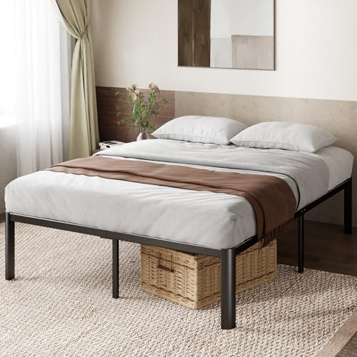 Zinus Van King Bed Frame with Underbed Storage (150 x 200 cm) – Metal Bed Base with Steel Slat Support, Easy Assembly – Black