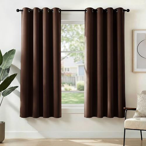 Deconovo Blackout Curtains Super Soft Bedroom Curtains Thermal Insulated Energy Saving Panels for Kids Chocolate 46x63 Inch 2 Panels