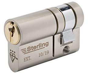 Sterling ESD1150 Int Ext Single TS007 3 Star Police Approved Secured by Design - Cilindro de puerta medio europeo, latón de doble acabado y níquel satinado, 11 mm interno x 50 mm externo (61 mm en