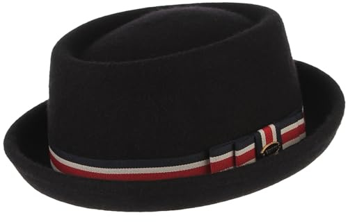 GEMVIE Pork Pie Hat for Mens Womens 100% Wool Felt Fedora Trilby Hat Black Adult Unisex Porkpie Hats