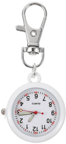 ibasenice Montre d' numérique Porte-clés - Montre de Poche numérique avec chronomètre et Porte-clés - de Multifonction à Suspendre - pour étudiants en, White, 9.8X4.2CM
