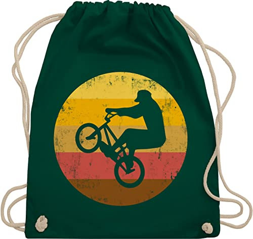 Shirtracer Turnbeutel Rucksack - Fahrrad Bekleidung Radsport - BMX Jump I Geschenk BMX Fahrer I BMX Fan - Unisize - Dunkelgrün - für fahrradliebhaber stoff geschenke fahrradfahrer beutel kinder